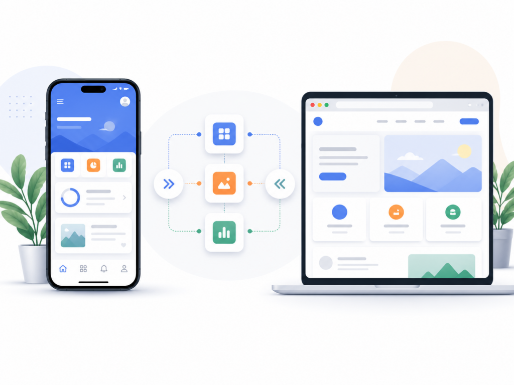 Mobile app and website interface comparison