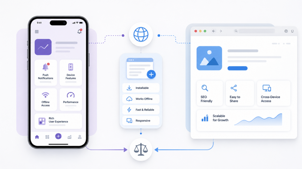 Comparison of mobile apps, websites, and progressive web apps