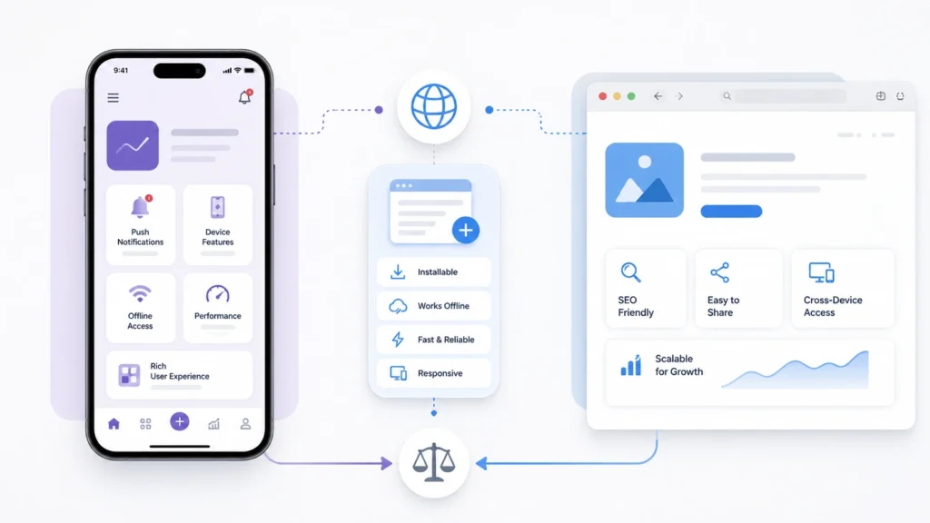 Comparison of mobile apps, websites, and progressive web apps
