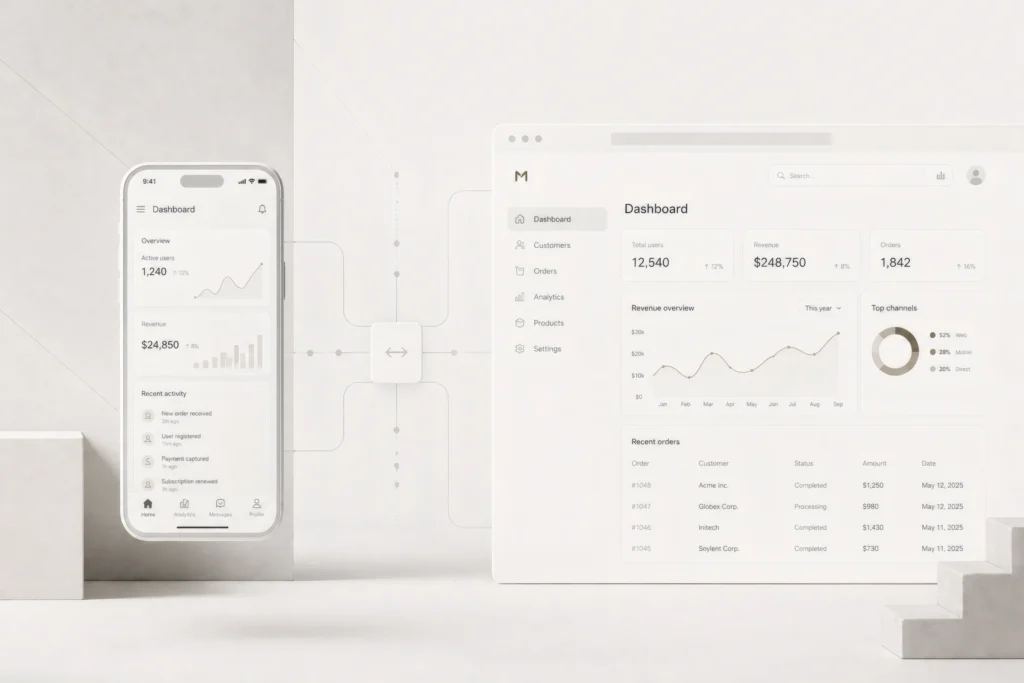 Mobile app and website interface comparison