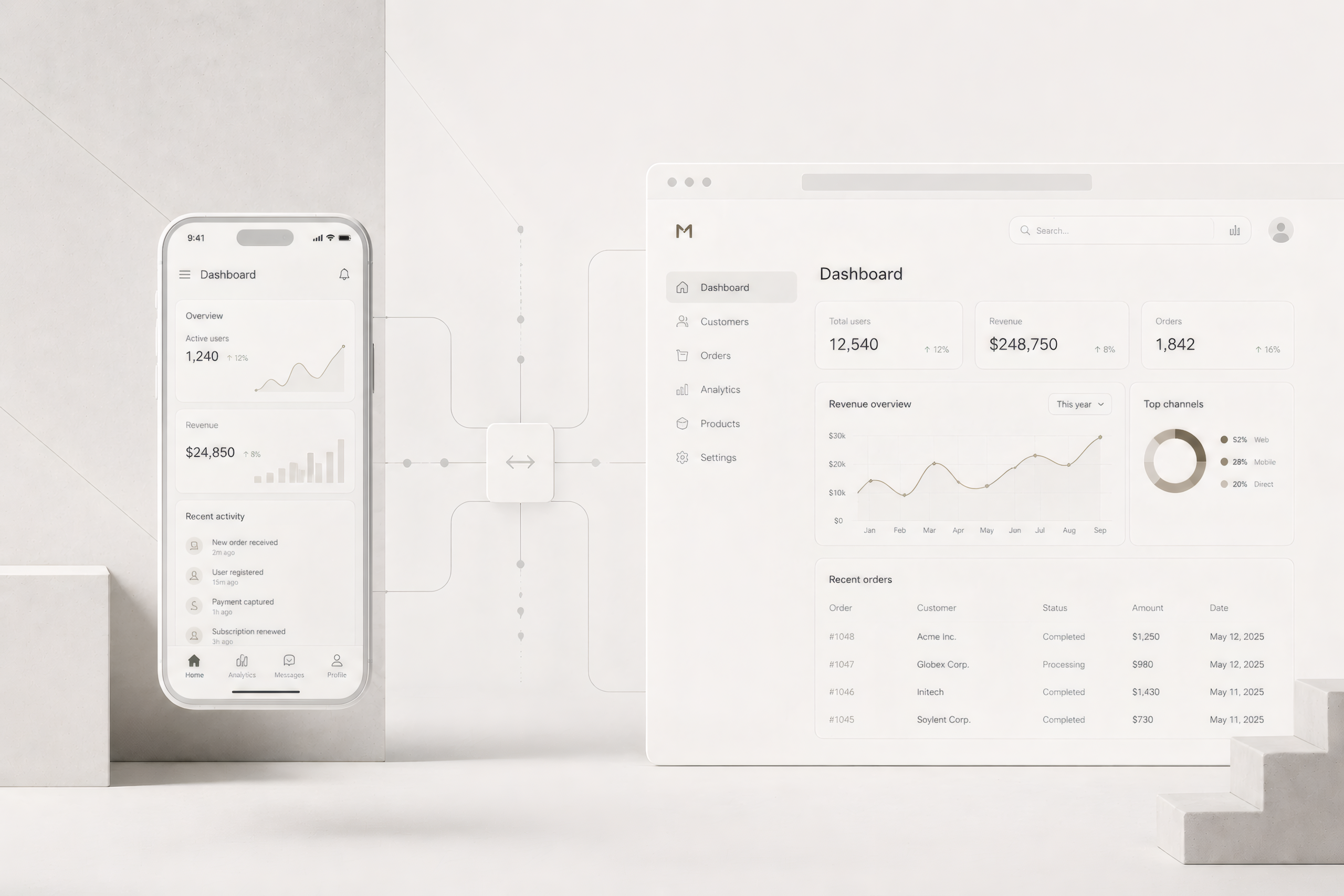 Mobile app and website interface comparison