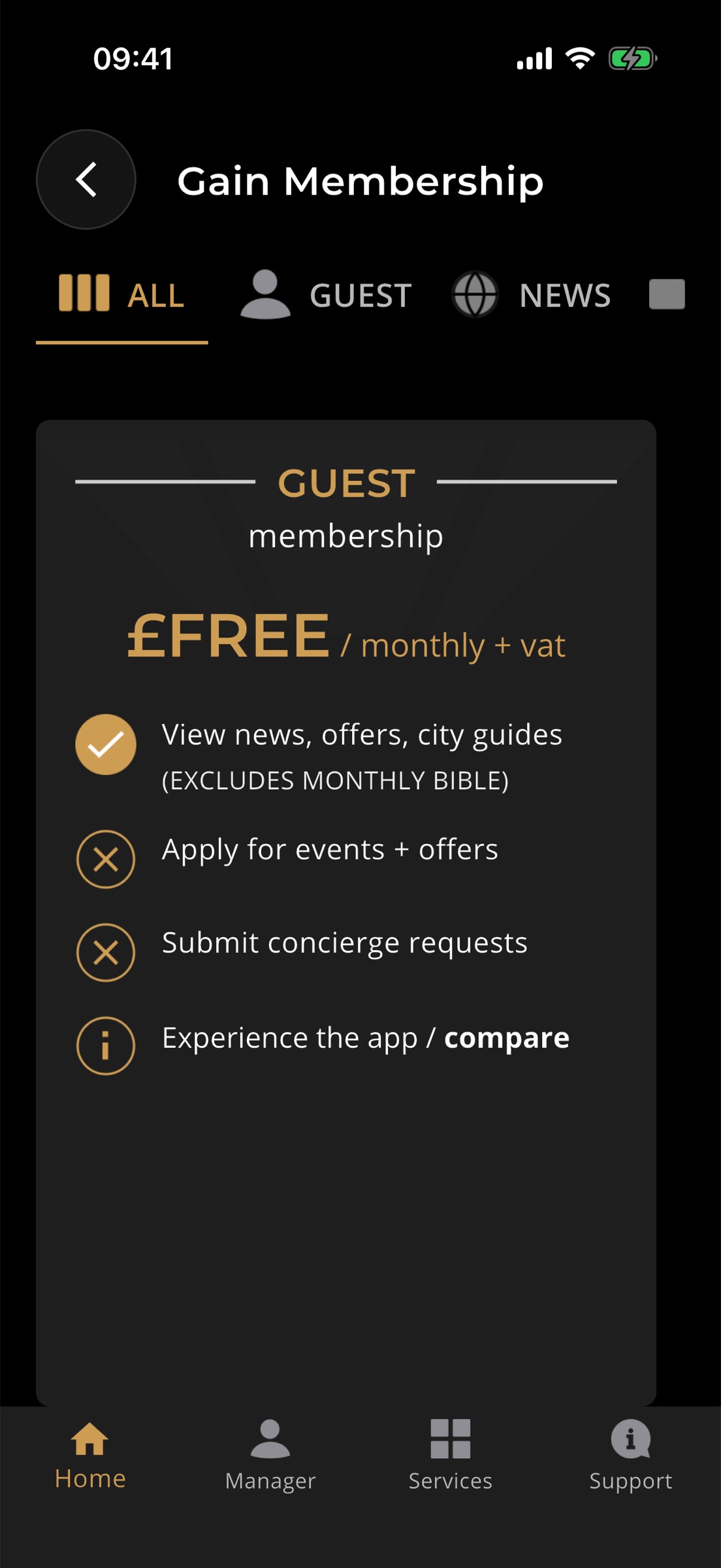 Sincura app membership tiers